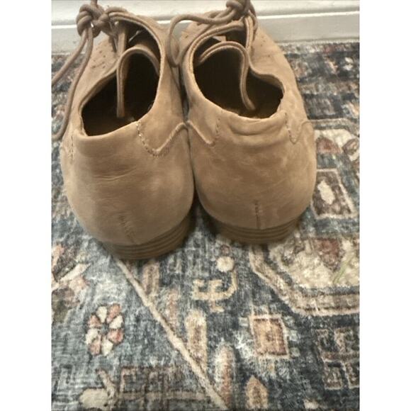 boc Beige Leather Lace Up Loafers Sz 10 M Derby Cottagecore Oxford Women Shoes - Picture 3 of 5